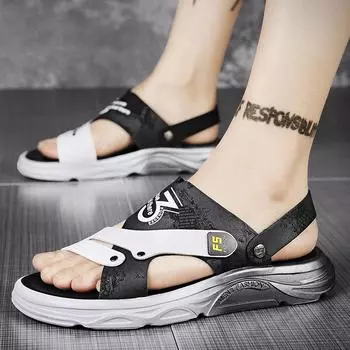 2025 new summer slippers dual-purpose non-slip driving trendy men s shoes fashion casual beach shoes outdoor one-word slippers 39