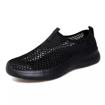 2025 new summer soft-soled mesh hollow breathable one-pedal women s leisure sports single shoes lazy shoes 35