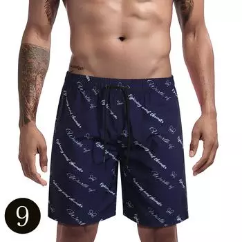 2025 New summer thin drawstring quick drying breathable shorts with loose and versatile print on the middle pants, retro men s Hong Kong style S