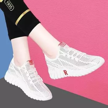 2025 new summer women mesh shoes breathable sneakers fly mesh women white shoes all-matching shoes 36