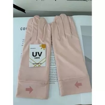 2025 New Sun Protection Gloves Women Summer Driving Special UV Protection Outdoor Cycling Travel Exposed Finger Touch Screen Arrow section pink