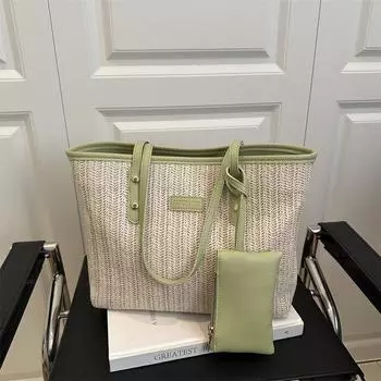 2025 new temperament fashionable single shoulder crossbody foreign style straw woven underarm high sense crossbody tote bag woman чёрный