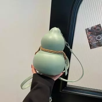 2025 new temperament fashionable single shoulder crossbody foreign style solid color retro gourd texture crossbody bag чёрный