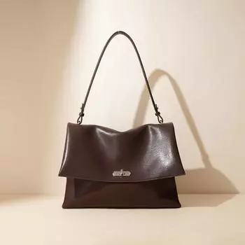 2025 New Tote Bag For Women Large Capacity Commuter Shoulder Crossbody Bag Genuine Leather Cowhide Unique Design Hobo Bag 31x10x23cm чёрный