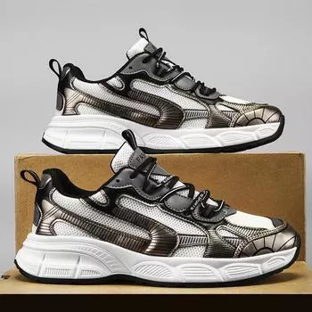 2025 New Trend Breathable Versatile Mesh Sneakers Male Students Casual Running Height Increasing Daddy Trendy Shoes 39