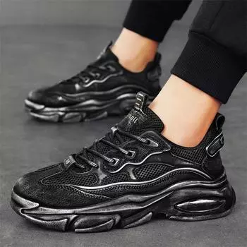 2025 new trend fashion men s shoes summer breathable mesh sports leisure running thick sole heightening dad trendy shoes 39