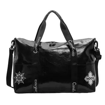 2025 new trend printed messenger fitness bag going out soft leather texture travel bag large capacity student storage bag one size fits all чёрный