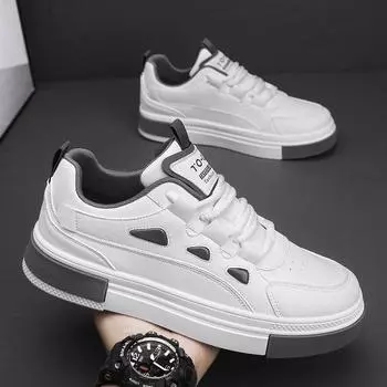 2025 new trend versatile autumn leather casual white shoes men s work non-slip sports tide board shoes men s shoes 39