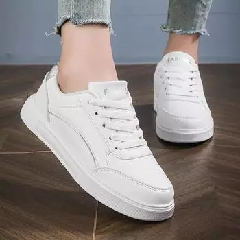 2025 new versatile and popular white shoes for women, sports flat bottomed casual thick soled height increasing board shoes 37 серебряный