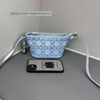 2025 New Versitile Fashion Women s Bag Shoulder Bag Messenger Bag Handbag Soft Leather Denim Diamond Small Bag Mini 85163 ingot packet