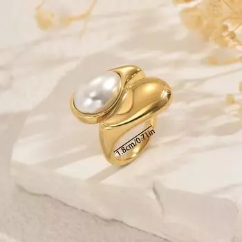 2025 New Wind Ring Geometric Inlaid Pearl Design Open Ring Versatile Premium Ring