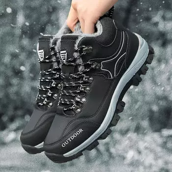 2025 new winter high-top velvet thermal cotton shoes men s shoes hiking outdoor hiking shoes large size men s shoes 38