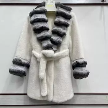 2025 New Winter Mink Fur Mid Length Lapel Coat Long Coat One size fits all