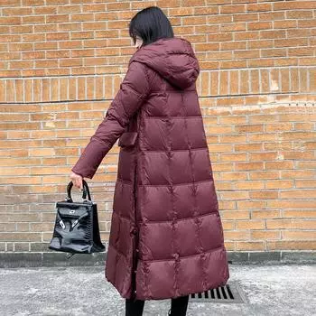 2025 New Winter Women s Clothing Winter Loose Long Down Jacket Women s Skinny Hooded Long Over Knee Thick Jacket S
