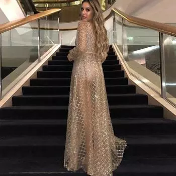 2025 new women s clothing, dress hollow sexy V-neck backless bronzing dress S золотой