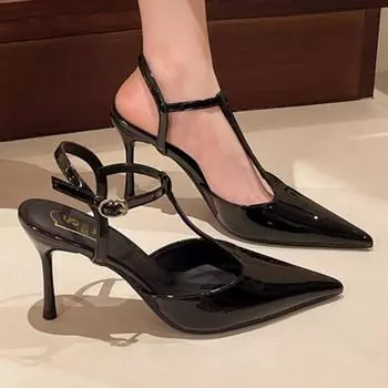 2025 New Women s Pointed Toe Sexy High Heels, Fashionable and Luxurious Patent Leather Ankle Clasp Women s Party Sandals 34