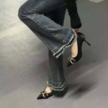 2025 new women s shoes autumn and winter single shoes design sense niche nude French stiletto high heels women 35 телесный