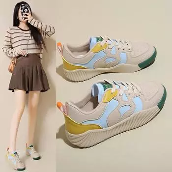 2025 New Women s Shoes Sneakers Trend Colorful Running Shoes Patchwork Versatile Chunky Shoes Women Light Ladies Walking Shoe 35 синий