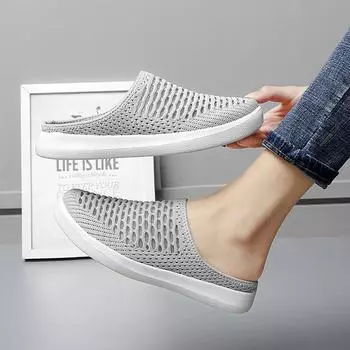 2025 new women s shoes spring and summer hollow breathable sports shoes fashion single net casual shoes flying woven foot loafers 35