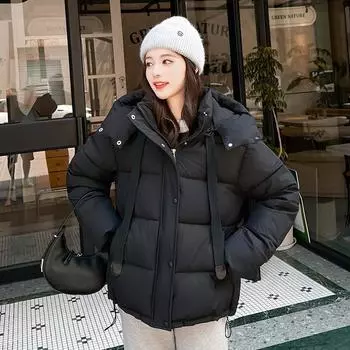 2025 New Women s Short Loose Bread Jacket Padded Clothing Winter Fashion Hooded Thickened Cotton Jacket Warm Jacket M