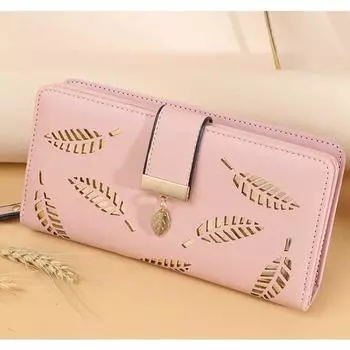 2025 New Women s Wallet Long Style Fashionable Handbag Premium Sense Small Leaf Money Clip синий