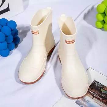 2025 new women s water shoes fashion style outer wear trend versatile women s rain shoes simple breathable water boots women s shoes 36 чёрный