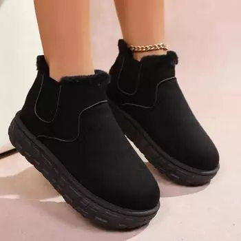 2025 New Women Snow Boots Casual Chelsea Ankle Boots Short Plush Warm Boots Women Outdoor Luxury Flats Platform Ladies Shoes 36