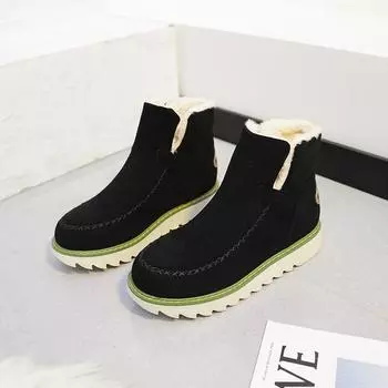 2025 New Women Snow Boots Casual Slip-on Botas Mujer Plush Warm Home Cotton Shoes Classic Winter Thick-soled Women s Ankle Boots 36 бежевый