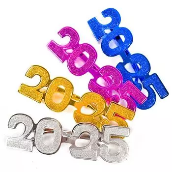 2025 New Year Eve Party Glasses Frame Photo Booth Props 2024 Christmas Decoration Supplies Aldult Children Navidad Gifts серебряный