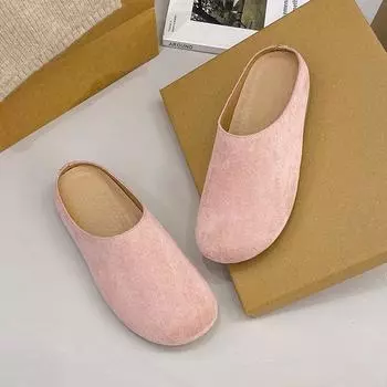 2025 ниша обувь Boken женская сумка голова Boken платформа внутренняя высота увеличение половина перетаскивание ретро обувь весна универсальные тапочки 35 жёлтый