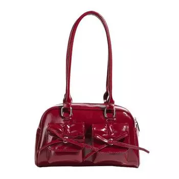 2025 нишевая сумка-багет с бантом, модная кросс-боди, зеркальная сумка через плечо, сумка под мышкой, женская новая модель красный