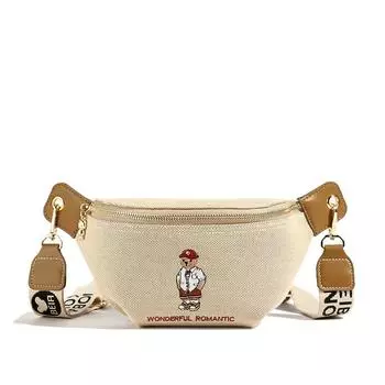 2025 Нишевая Универсальная Маленький Медвежонок Нагрудная Сумка - Простая Вертикальная Кроссбоди Спортивная Сумка грязно-белый