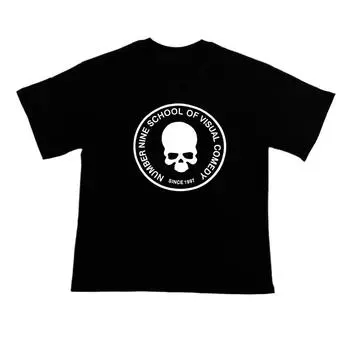 2025 Номер Девять 04S Футболка с принтом черепа Y2K с принтом, с коротким рукавом, мужская женская европейская американская, топ, летняя футболка, топы, одежда M