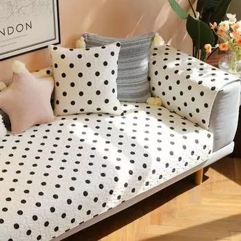 2025 Nordic Simple Cotton Sofa Cushion All Year Round General Fabrics Non Slip Modern Pure Cotton Sofa Towel All Wrapped Cover Cover Wave Point: 70 * 70cm