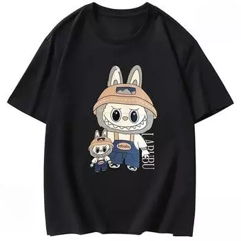 2025 НОВАЯ Мультяшная Плюшевая Аниме Футболка с Принтом для Мальчиков и Девочек Популярный Летний Веселый Топ S
