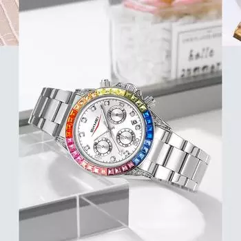 2025 НОВЫЕ часы для мужчин, роскошные кварцевые часы с хронографом и датой, модные мужские наручные часы из нержавеющей стали серебряный/чёрный