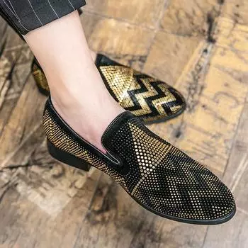 2025 НОВЫЕ Туфли-лодочки с острым носком, вышивкой и стразами для мужчин, мужские, свадебные, для выпускного вечера, обувь для встречи выпускников, Vestir Zapatos Hombre 38