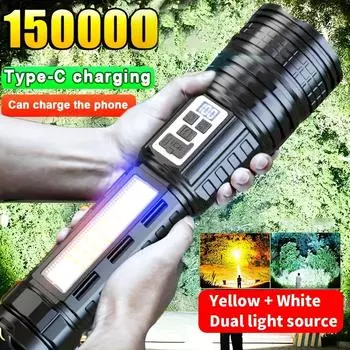 2025 НОВЫЙ мощный фонарик с высоким люменом, мощный светодиодный фонарь из ABS-пластика, многофункциональный фонарь с подсветкой COB 1pc