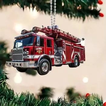 2025 новая акриловая плоская 2D модель пожарной машины подвеска для автомобиля украшение для автомобиля рождественское украшение, брелок для рюкзака подвеска