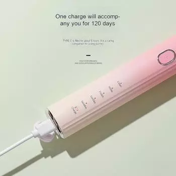 2025 Новая электрическая зубная щетка IPX7 Водонепроницаемая умная звуковая щетка Ультразвуковое отбеливание зубов Зубная щетка для зубных щеток 120 дней синий