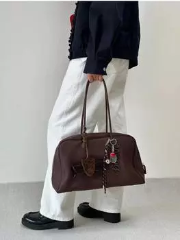 2025 Новая большая вместительная сумка для боулинга из кожи, одно плечо, женская сумка подмышкой, сумка Togo Boston, женская сумка-подушка 32x11x18cm белый