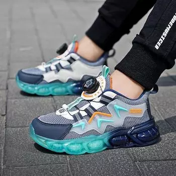 2025 Новая детская модная спортивная обувь для мальчиков, кроссовки для бега и отдыха, сетчатые, удобные, детские, повседневные, теннисные, легкие кроссовки 35 серый