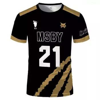2025 Новая футболка Haikyuu MSBY Anime Jersey Футболка Hinata Shoyo Black Jackal Волейбольная майка Уличная спортивная футболка для детей и мужчин S
