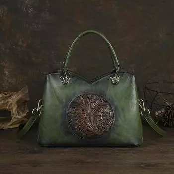 2025 Новая китайская стильная ретро-тисненая модная сумка через плечо на одно плечо, модная женская сумка большой вместимости коричневый