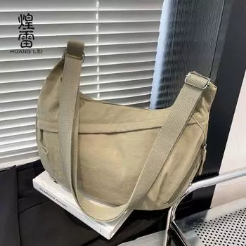 2025 новая мода ленивый стиль большая вместимость сумка-мессенджер простая универсальная нейлоновая женская сумка тренд легкая сумка через плечо хаки