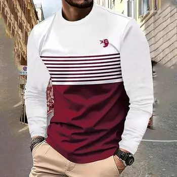 2025 Новая мода с принтом мужская круглая горловина повседневная удобная осенняя мягкая легкая одежда с длинным рукавом большого размера свободная мужская S