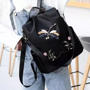 2025 Новая модная сумка через плечо с вышивкой в китайском стиле, многофункциональная, вместительная, двойного назначения, сумка через плечо 32*13*33cm чёрный