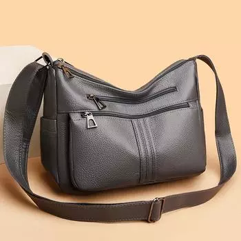 2025 Новая модная сумка через плечо с большой вместимостью, простота, универсальность, много карманов, водонепроницаемая и легкая сумка через плечо 29*12*21cm чёрный