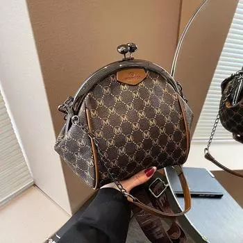 2025 Новая модная женская сумка на цепочке, сумка через плечо с буквенным дизайном, сумка-ракушка с зажимом, портативная косая сумка Span хаки