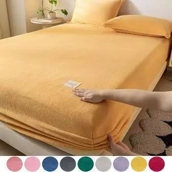 2025 Новая мягкая простыня теплая простыня на резинке покрывало для кровати фланель протектор матраса (Наволочка Нужен заказ) Bed sheet (90x200x25cm) вино красного